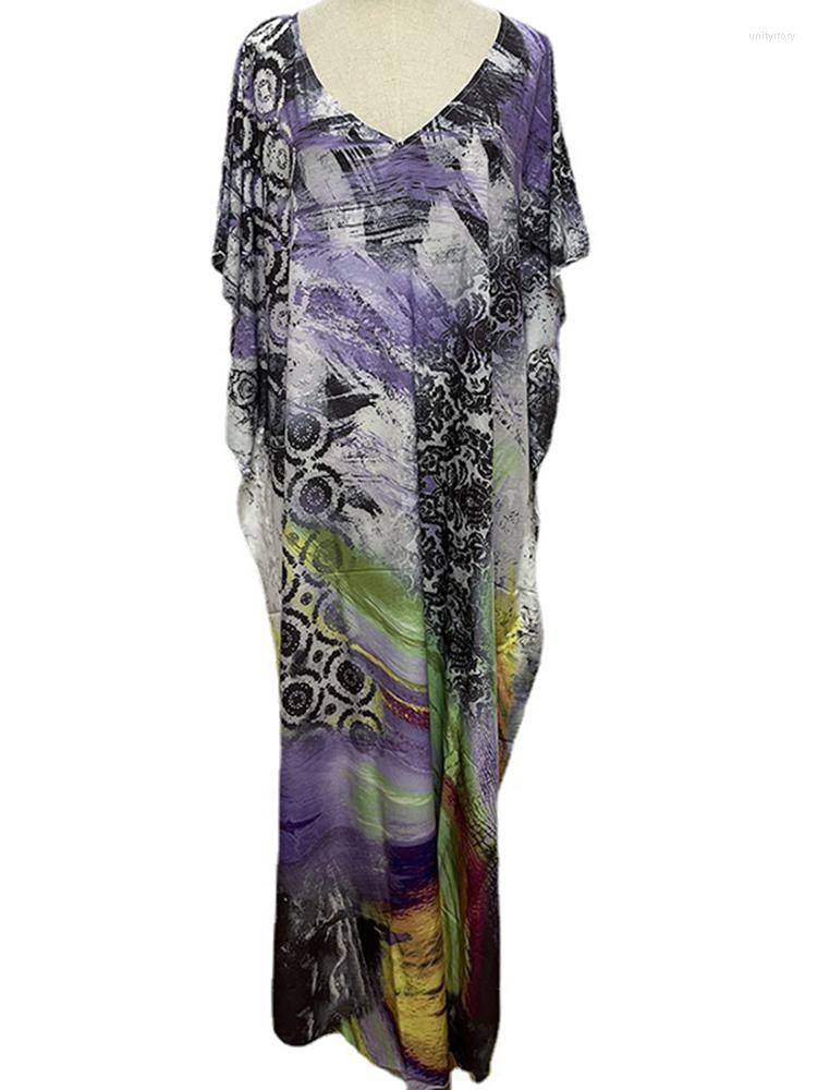 

Women's Swimwear Cover-ups Women Maxi Dress V Neck Bathing Suit Summer Print Loose Beach Holiday Swimsuit Bikini Cover Ups Vestidos, Multi