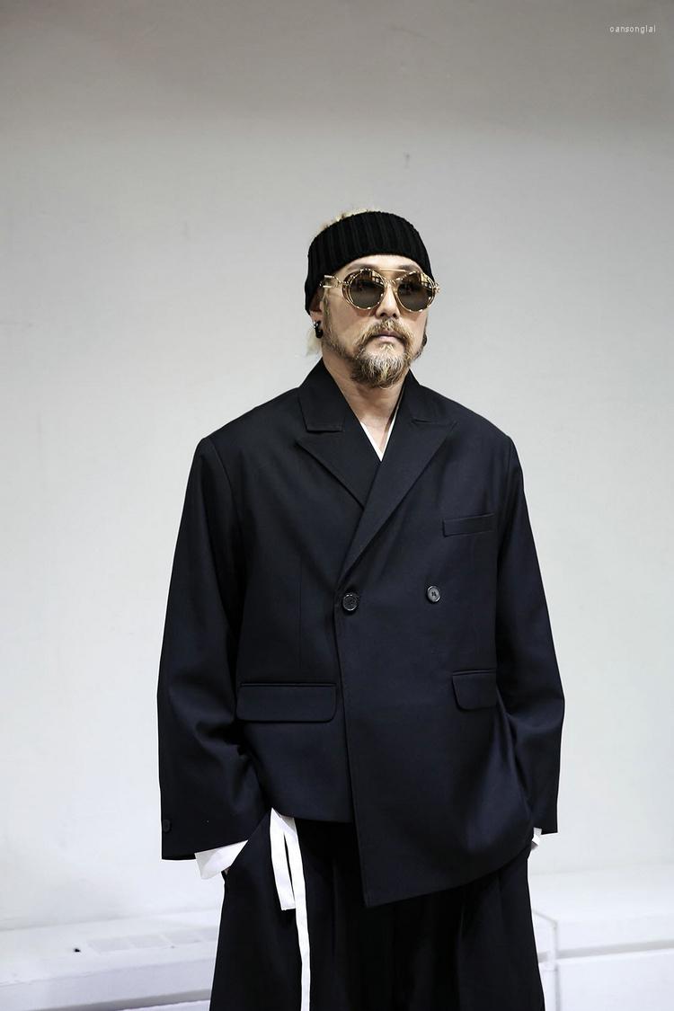 

Men' Suits Big Fashion Men' Asymmetric Double Breasted Loose One Piece Long Sleeve Suit, Black