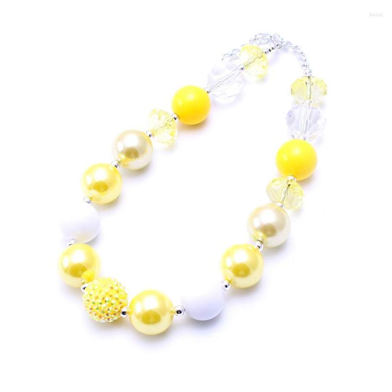 

Chains MHS.SUN Lemon Yellow Beads Chunky Necklace Cute Design Kids Girls Bubblegum For Child Toddler Gifts Accessories