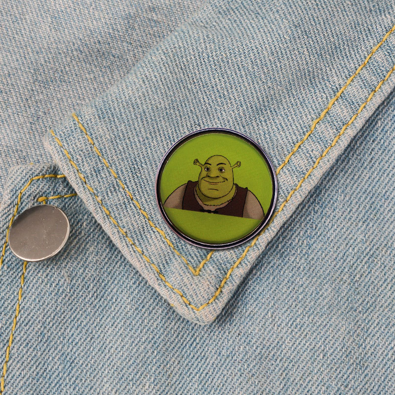 

Shrek Brooch Animated Movie Badge pin bag clothes accessory, As picture