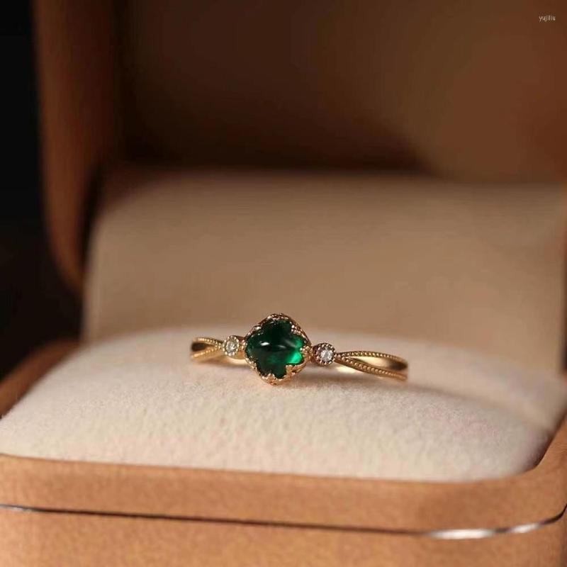 

Wedding Rings Vintage Emerald Gemstone Delicate Feminine Open Fashion Party Girls Gift Jewelry Accessories 2022