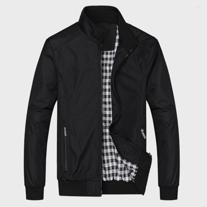 

Men's Jackets Men Coat Long Sleeve Solid Color Stand Collar Simple All Match Zipper Pockets Spring Jacket For Winter Men's Clothes, Grey