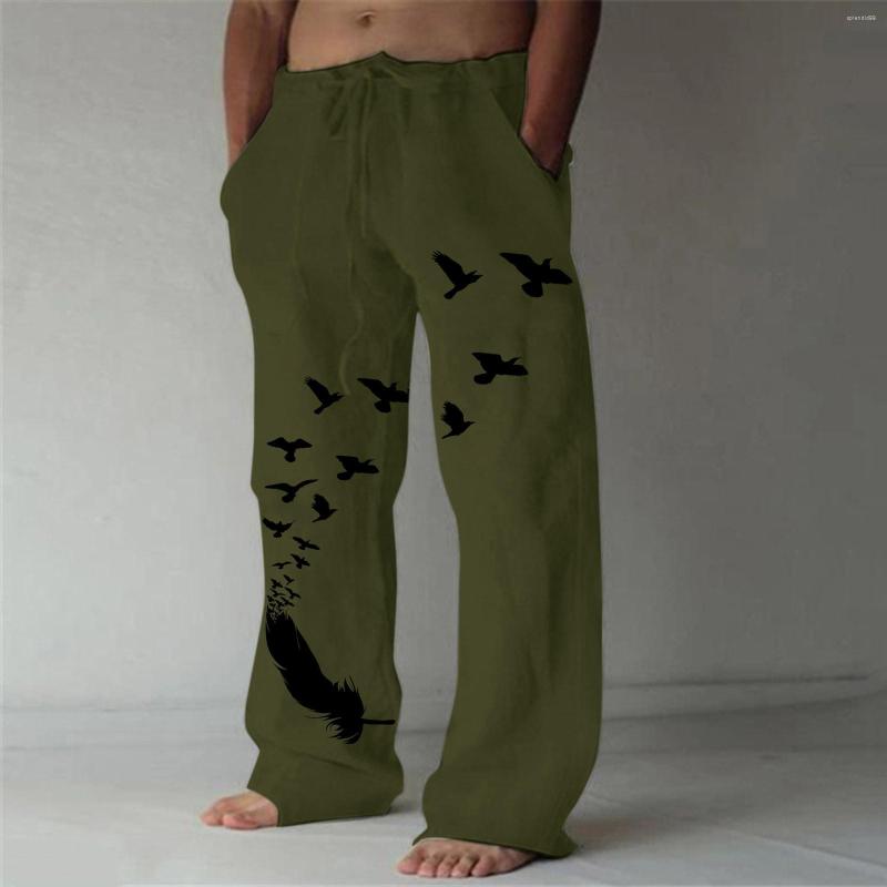 

Men' Pants Men' Loose And Comfortable Drawstring Cotton Linen Breathable Trousers Male Clothes, Black