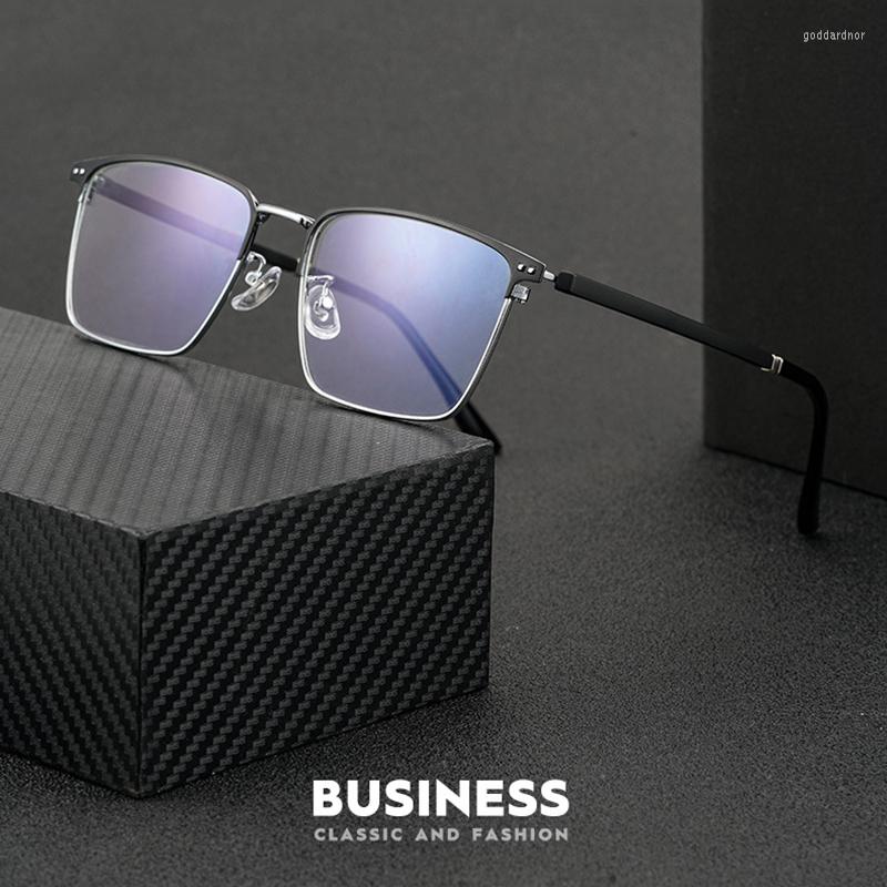 

Sunglasses Frames Men Business Eyeglasses Frame Optical Full Rim Alloy Rectangular Male Prescription Glasses With Recipe Flexible Temple