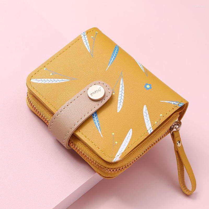 

Wallets 2022 Women Cute Wallet Zipper Buckle Folding Girl Brand Designed Pu Leather Small Coin Purse Female Card Holder, Black