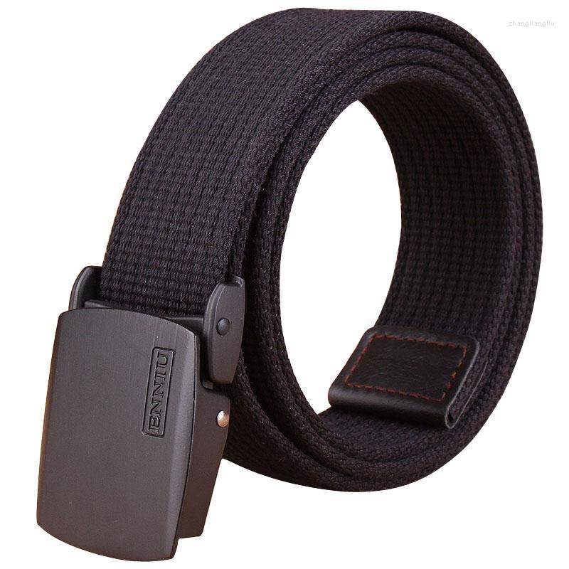 

Belts Selling Unisex Belt Quality Alloy Automatic Buckle Men And Women Casual Jeans Thicken Canvas BeltBelts, Black