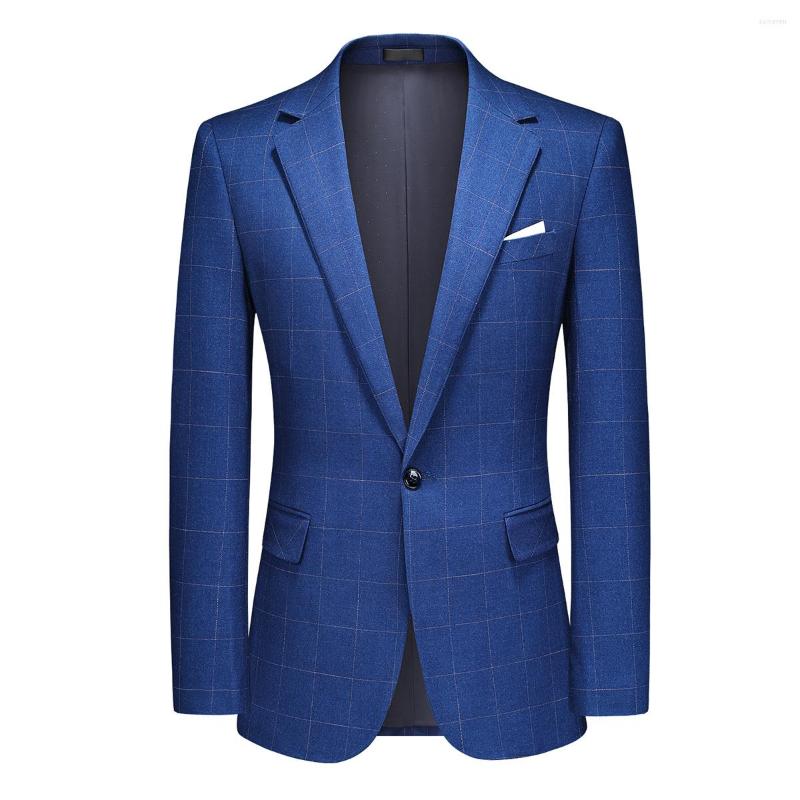 

Men's Suits Mensfashion Chic Plaid Notch Lapel One Button Business Slim Fit Groom Tuxedos For Wedding Formal Prom Suit Party Evening Blazer, Picture 5