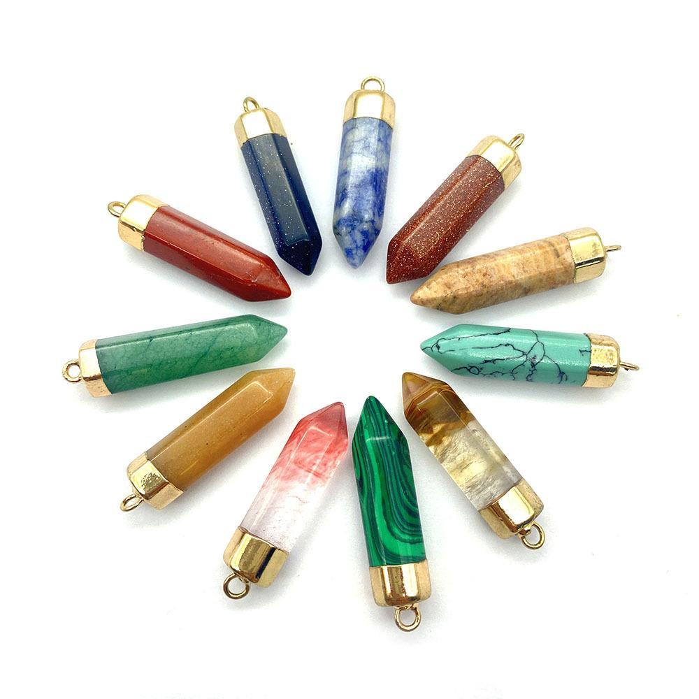 

Charms Colorf Crystal Stone Hexagon Cone Charms Pendant For Jewelry Making Chakra Reiki Healing Green Aventurine Pendants Wholesale D Dhmf8