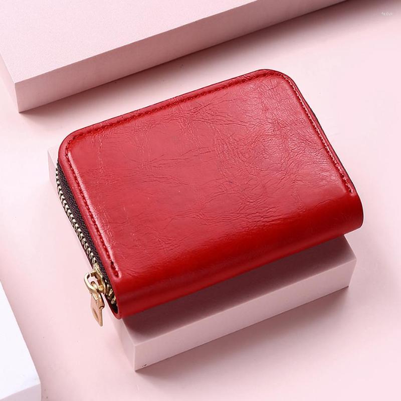 

Wallets 2022 Women Card Holder PU Leather Girl Wallet Credit Business Coin Purse, Red