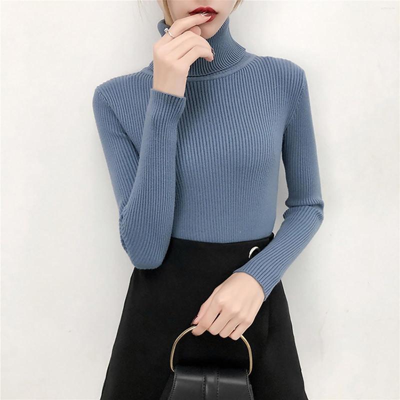 

Women's Sweaters Harajuku  High Quality Knitted Sweater For Women Solid Color Turtleneck Long Sleeve Korean Fashion Chaleco Mujer, Gray