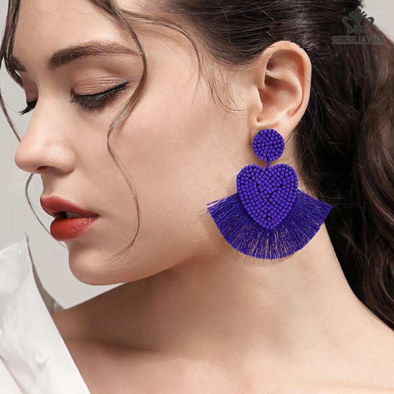 

Dangle Earrings ROYALBEIER Trendy Bohemian Bead Tassel Drop For Fringed Girls Women Wedding Party Gifts Colorful Statement