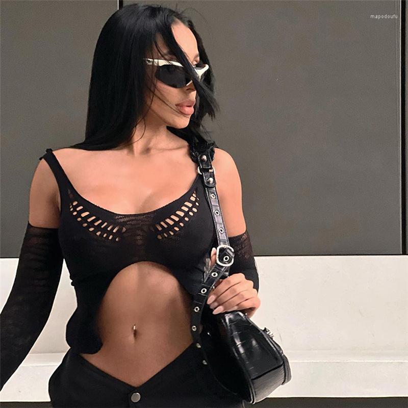 

Women' T Shirts 2022 Summer Women' Clothes Sexy Navel Sleeveless Vest Mesh Long Sleeve Waistcoat Slim Top For Women, Black