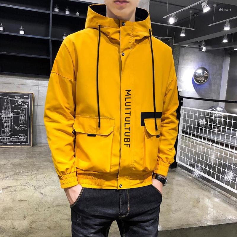 

Men's Jackets Spring And Autumn Men's Hooded Big Pocket Jacket Street Coat All-match Loose Windbreaker Fashion Handsome, Black