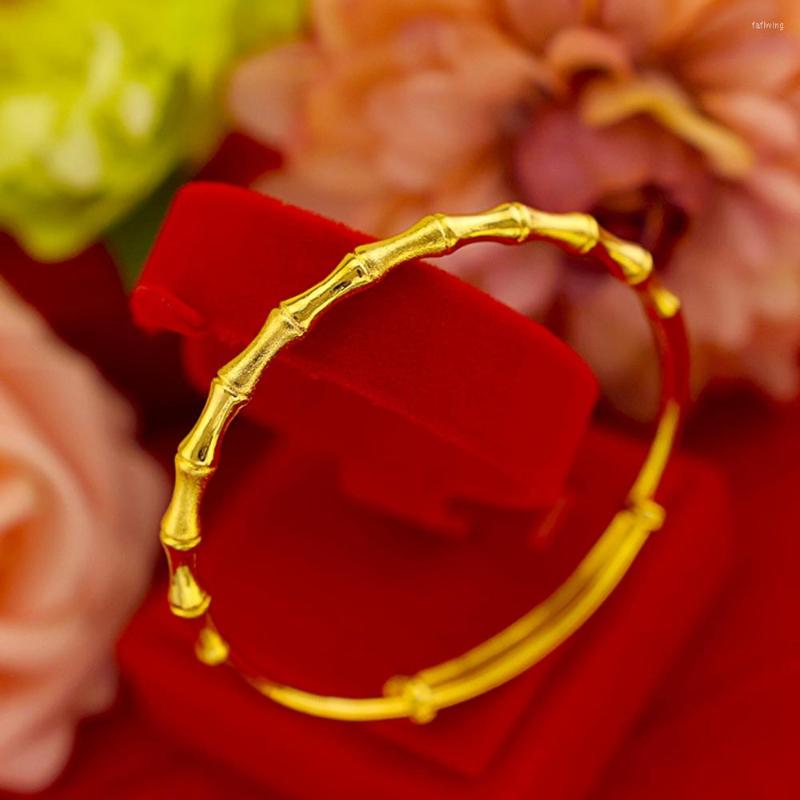 

Bangle Bamboo Design Yellow Gold Filled Womens Fashion Bracelet Adjust Wedding Party Jewelry Gift
