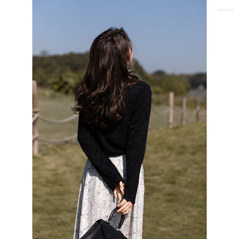 

Women' Sweaters MISHOW 2022 Winter For Women Long Sleeve Bottoming Knitted Clothing Solid Jumper Casual Female Pullover MXA47X0086, Black