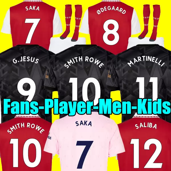 

22 8A quality SAKA WHITE Mens Soccer Jerseys PEPE TIERNEY GABRIEL ODEGAARD SMITH ROWE MARTINELLI MARQUINHOS G. JESUS Home Away 3rd Football Shirt, 2023 away kids