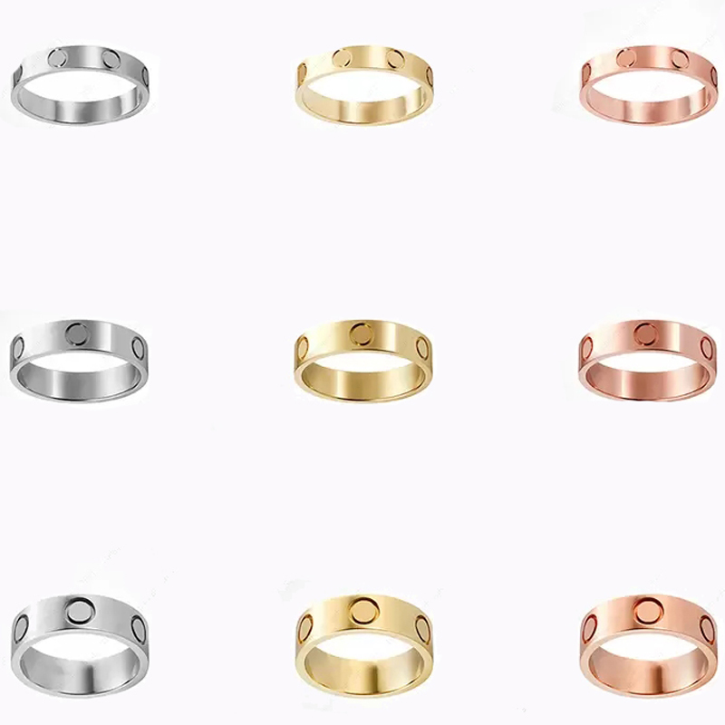 

Titanium steel gold love rings for men women silver screw jewelry lovers couple rings gift size 5-11 Width 4-6mm