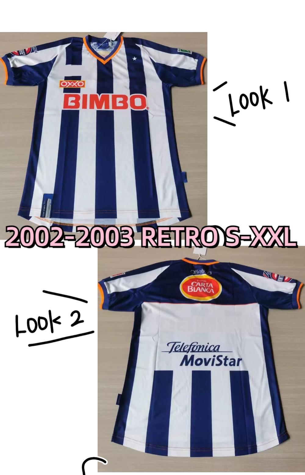 

02 03 Monterrey retro soccer jersey 2002 2003 home blue white Man football shirt Classic Vintage Camiseta de futbol mont S-XXL