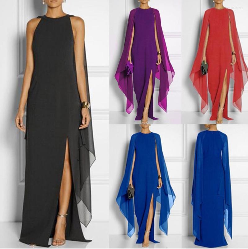 

Casual Dresses Woman Multicolor Sleeveless Chiffon Floor -Length Dress Queen Style High Quality O -Neck Sexy Empire Waist Elegant, Black