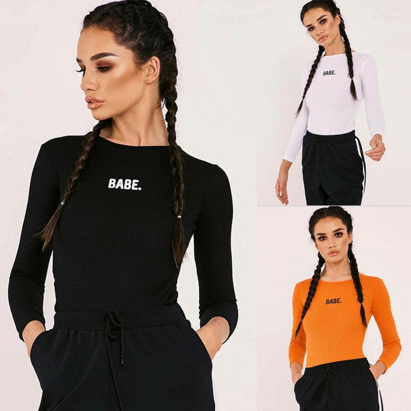 

Women' Jumpsuits Fashion Autumn Sexy Women Letter BABE Long Sleeved Winter Bodysuits Casual Skinny O-neck One Piece Body, Black