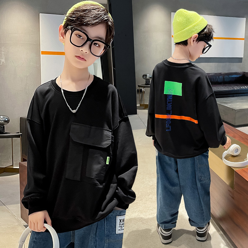 

Pullover Teen Boys Black Sweatshirt Spring Autumn Long Sleeve Children Boy Tops Letter Print Bottoming Shirt Kids 6 8 10 12 14 Y 221010, C2