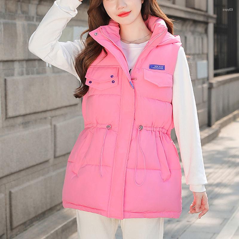 

Women's Vests Women's Sleeveless Vest Regular Jacket Solid Hooded Padded Loose Females 2022 Ladies Fashion Casual Winter Coat T119, Black