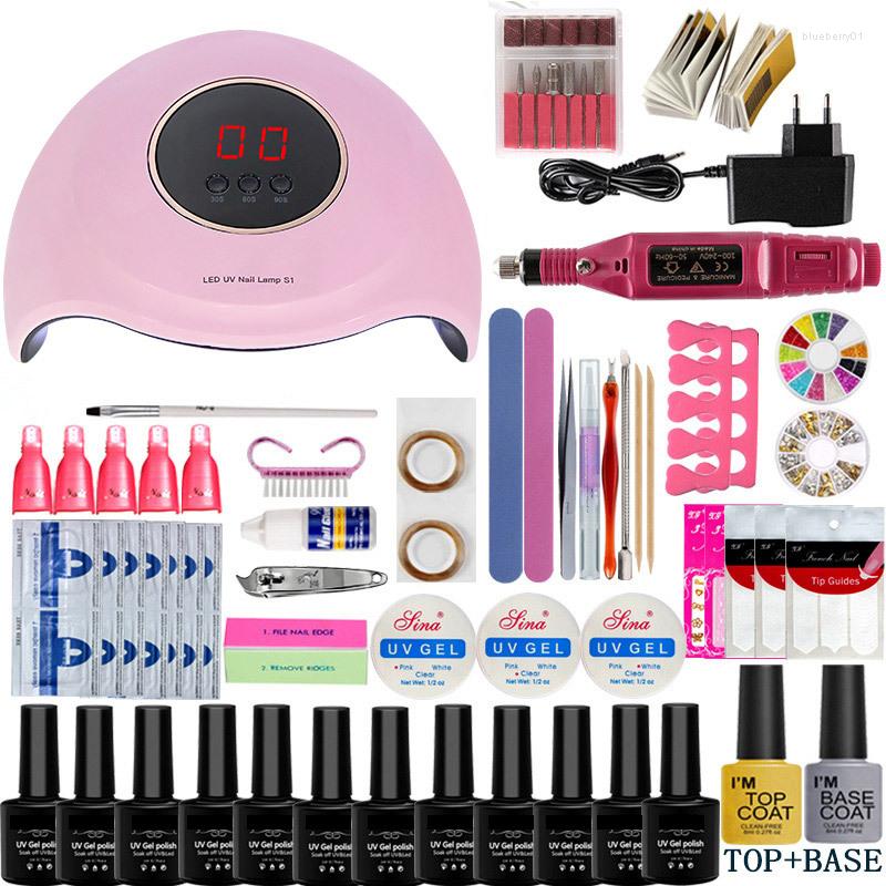 

Nail Art Kits Manicure Set For Extensions Fast Gel With UV LED 54W Lamp Kit Tool