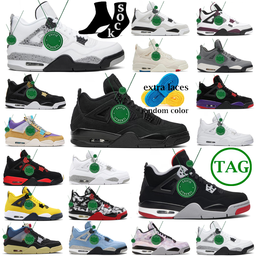 

Jumpman 4 basketball shoes 4s Military Black Cat Canvas shoe men Wild Things sneakers guava ice Lemon Venom white Cement Oreo x Red Thunder Sports Shoe Size 40-47, Color # 21