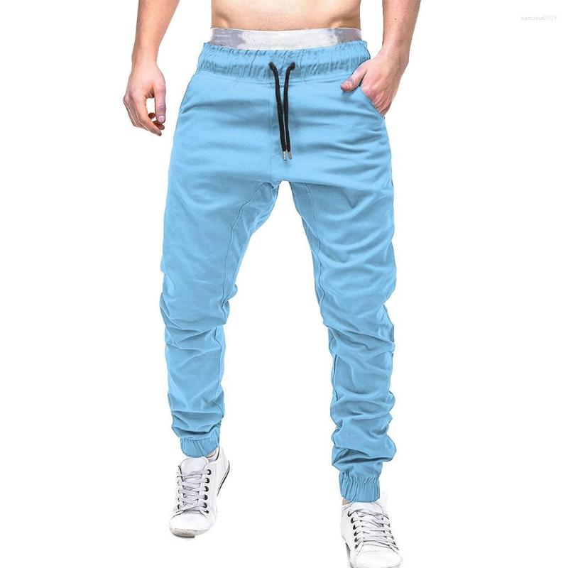 

Men's Pants Men Sweatpants Casual Elastic Joggings Sport Solid Baggy Pockets Trousers, Green
