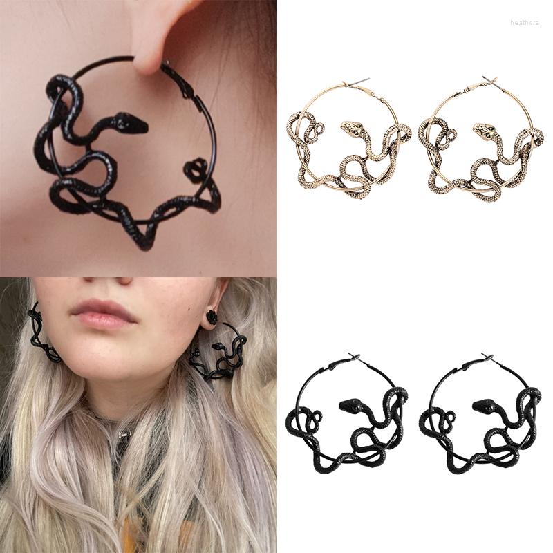 

Hoop Earrings Gothic Animal Black Snake Twining Statement Retro Vintage Punk Jewelry For Women Men