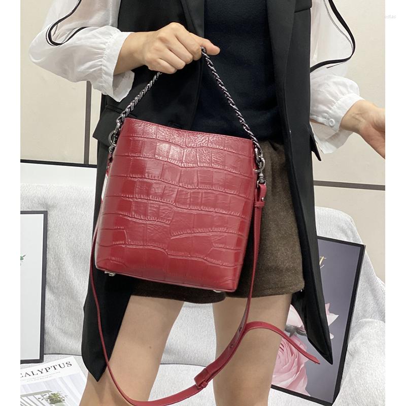 

Evening Bags Genuine Leather Handbags Fashion Chain Shoulder Bag Crocodile Pattern Crossbody Bucket WomenGN-SB-etstxk