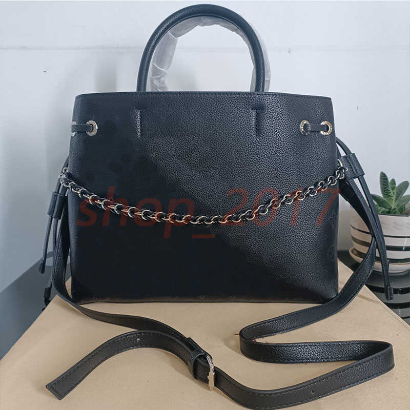 

HH 2022 Bella Mahina Perforated Tote Luxury Designer Drawstring Bag Letter Flower Pattern Leather Womens Cross Body Handle Bag Hollow Out, Black