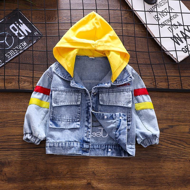

Jackets Boy clothes Boys Casual Girls Denim Cardigan Outerwear Children Cowboy Long Sleeved Coat Hooded Cool Handsome Coats 221010