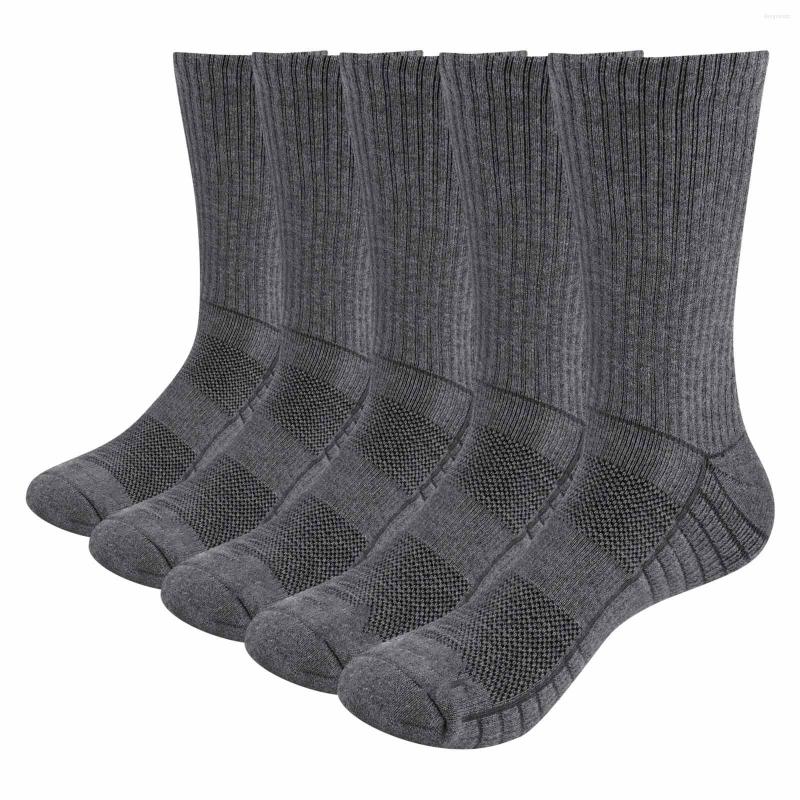 

Sports Socks YUEDGE Men's Cotton Cushion Crew For Men Moisture Wicking Performance Athletic Work 5 Pairs/Pack, White