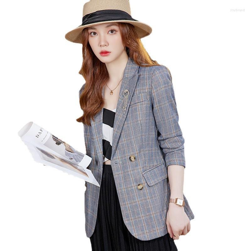 

Women's Suits Women Plaid Blazer Suit Double Breast 2022 Autumn And Winter Fashion Temperament Elegant Comfortable Career Ladies Wear, Combo 2.