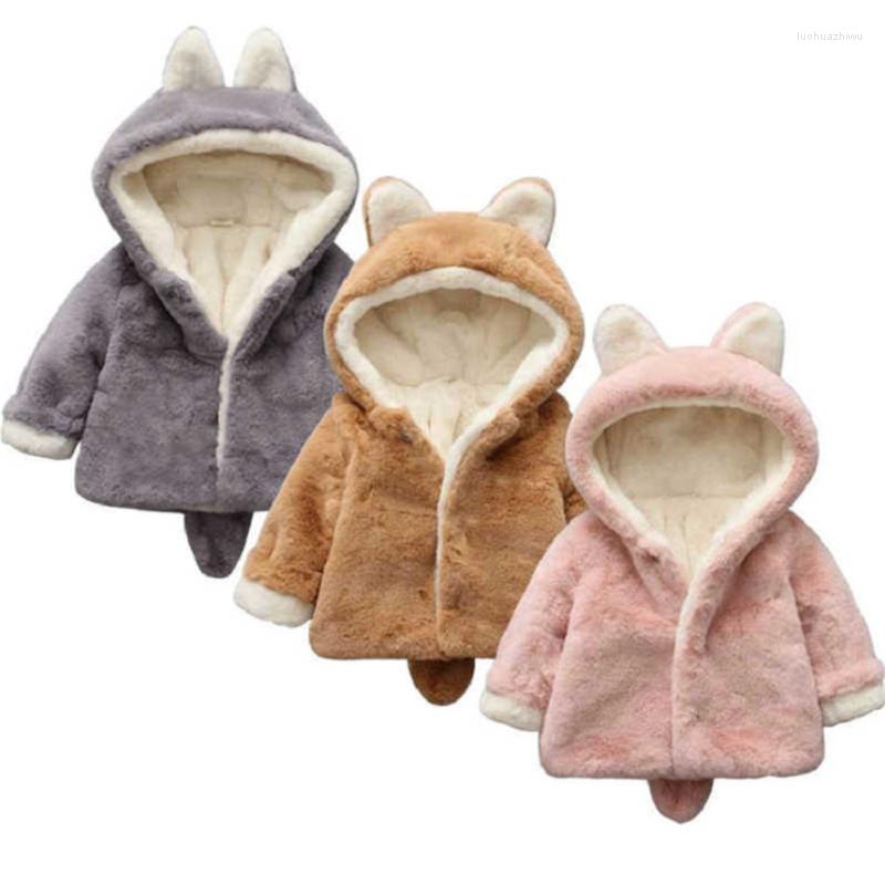 

Jackets Toddler Baby Girl Coat Winter Autumn Cartoon Ear Hooded Jacket For Children Fur Thick Warm Cute Kids Clothes Boys 0-3Y, Z175p