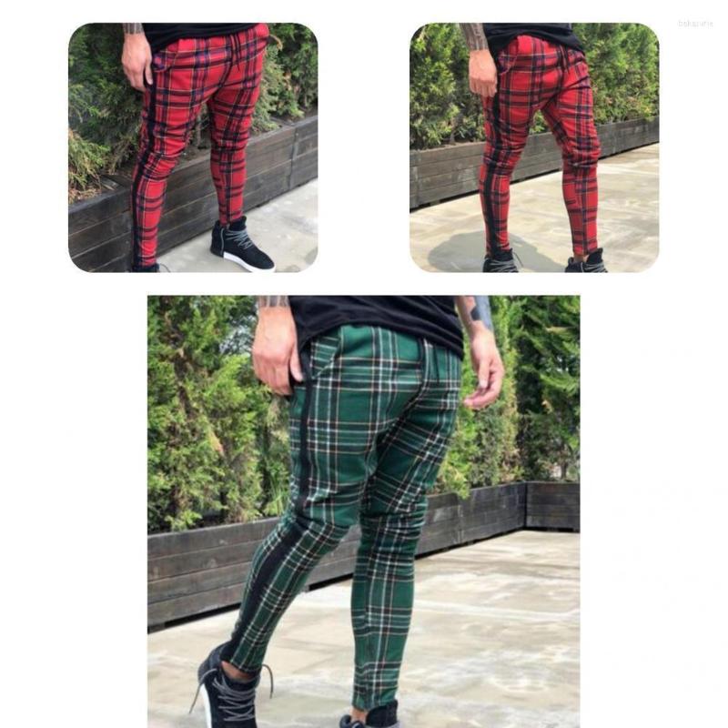 

Men's Pants Terrific Sweatpants Plaid Sweat Absorption Simple Spring Men, Green