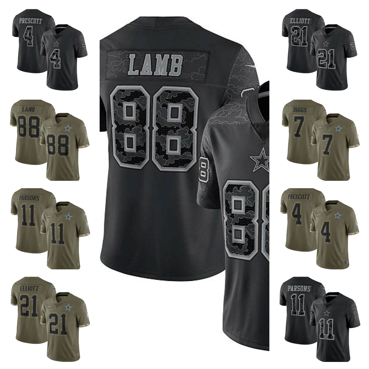 

Dallas''Cowboys''Men's Jersey Trevon Diggs Dak Prescott Ezekiel Elliott CeeDee Lamb Micah Parsons 2022 Salute To Service Limited Stitched football