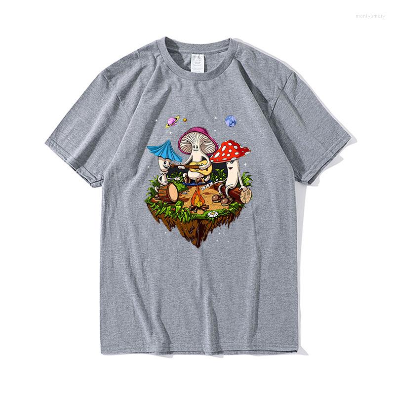 

Men' T Shirts Unisex Men Women Hippie Mushroom Print T-Shirt Funny Camping Harajuku Shirt Forest Festival, Black