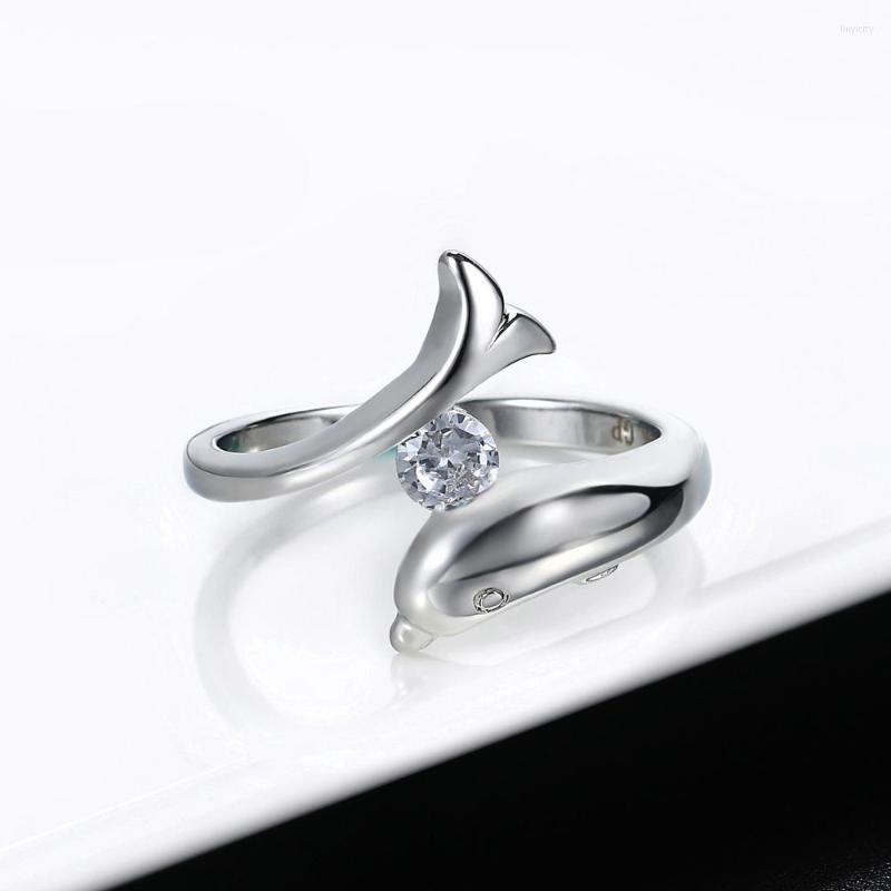 

Wedding Rings ZHOUYANG Birthstone For Women Lucky Guardian Multicolor Cubic Zircon 3D Dolphins Silver Color Fashion Jewelry R789 R796