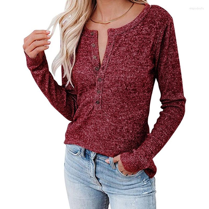 

Women's T Shirts Women Crew Neck Fitted Tops Long Sleeve Henley TShirts Button Down Slim Fit Up Shirt, Black