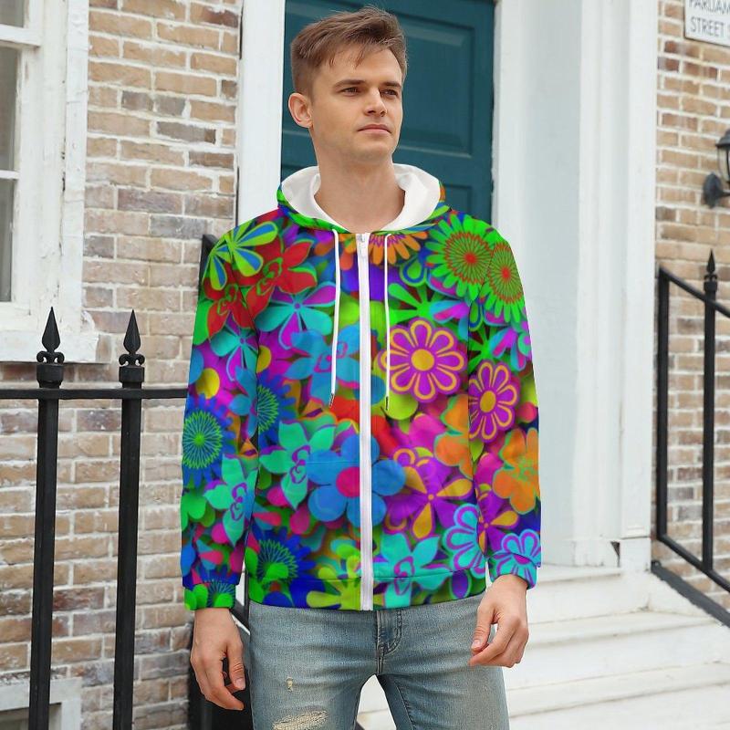 

Men' Hoodies Cute Groovy Peace Hoodie Flowers Garden Warm Casual Mens Zip Up Oversized, Style-9