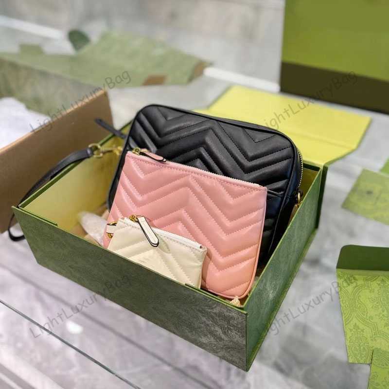 

Three in one Shoulder Designer soft Leather Wallet chain Clutch bag fashion practical For Women Classic Famous Brand Shopping Purses220210, Black