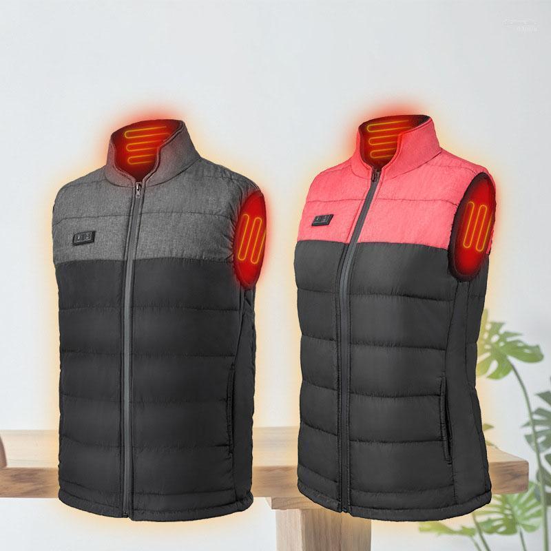 

Outdoor T Shirts Winter Heating Vest Men Down Sleeveless Heated Cotton Jacket USB Electric Thermal Waistcoat Hiking Jacket1, Black