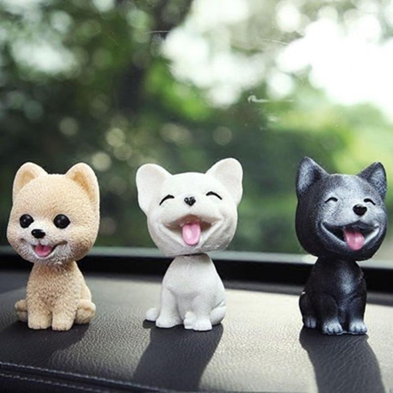 

Interior Decorations 1PC Cute Car Little Dog Statue Resin Nodding Puppy Dashboard Ornament Swing Toys Shaking Head Auto Decoration
