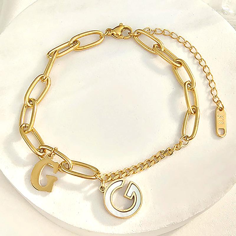 

Charm Bracelets Luxury Gold Plated Letter G Pendant Couple Bracelet 18K Stamped Non-Fade Accessories Men Women Wedding Jewelry Fashion Z652
