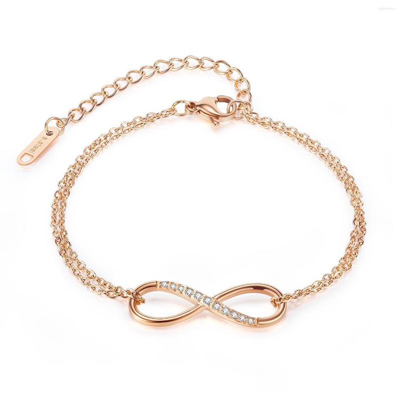 

Charm Bracelets Cyue European 316L Stainless Steel 2 Color CZ Infinity Charms Bracelet Lobster Clasp For Women Girl Fashion Jewelry