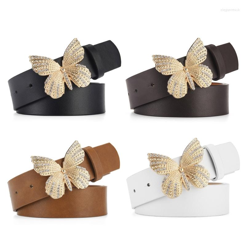 

Belts Elegant Waist Belt For Women Body With Rhinestone Butterfly Buckle Chains Bar Dance Party Decoration, White