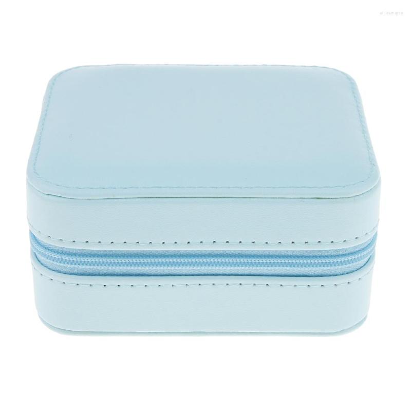 

Jewelry Pouches Mirror On Jewellery Box PU Leather For Women Lady Girls Storage Case