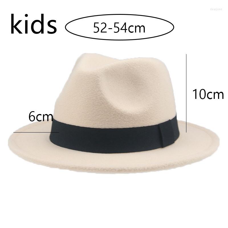 

Hats Kids Hat Fedoras Ribbon Band Solid Camel Khaki Cowboy Wedding Church Formal Felted Child Sombreros De Mujer, Beige